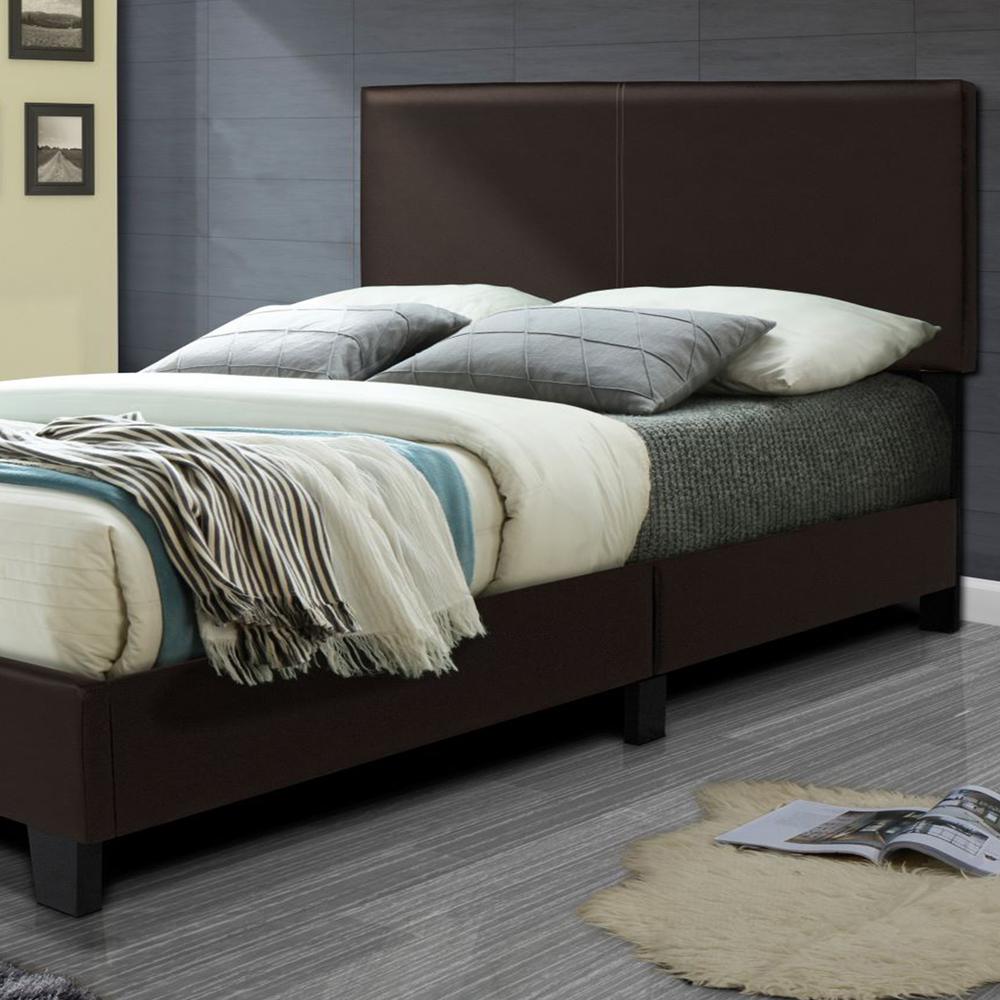Better Home Products Nora Faux Leather Upholstered King Panel Bed in Tobacco. Picture 3