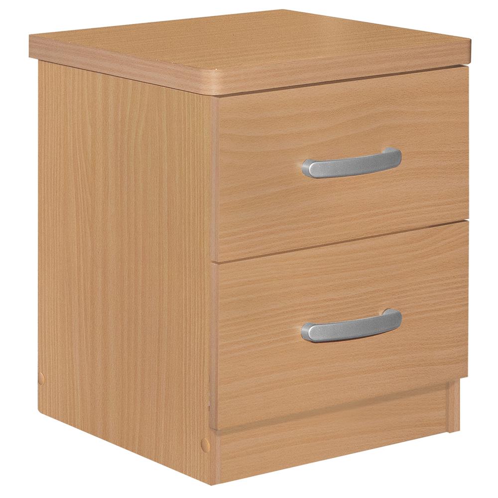 Better Home Products Cindy Faux Wood 2 Drawer Nightstand in Beech. Picture 1