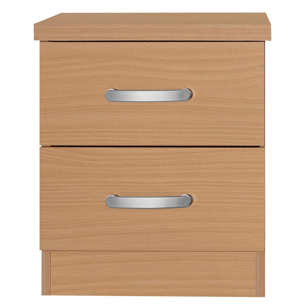 Better Home Products Cindy Faux Wood 2 Drawer Nightstand in Beech. Picture 3
