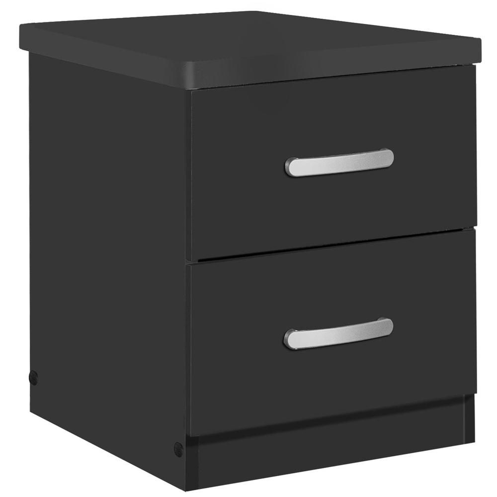 Better Home Products Cindy Faux Wood 2 Drawer Nightstand in Black. Picture 1