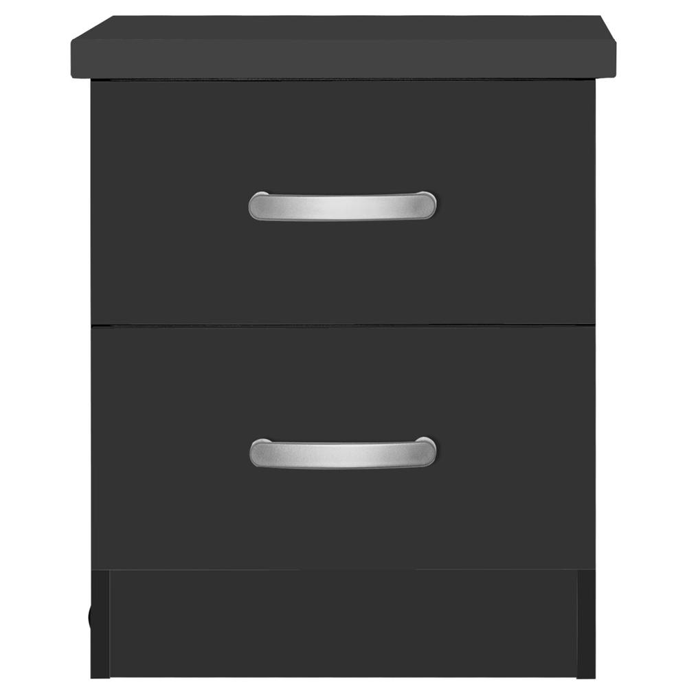 Better Home Products Cindy Faux Wood 2 Drawer Nightstand in Black. Picture 4