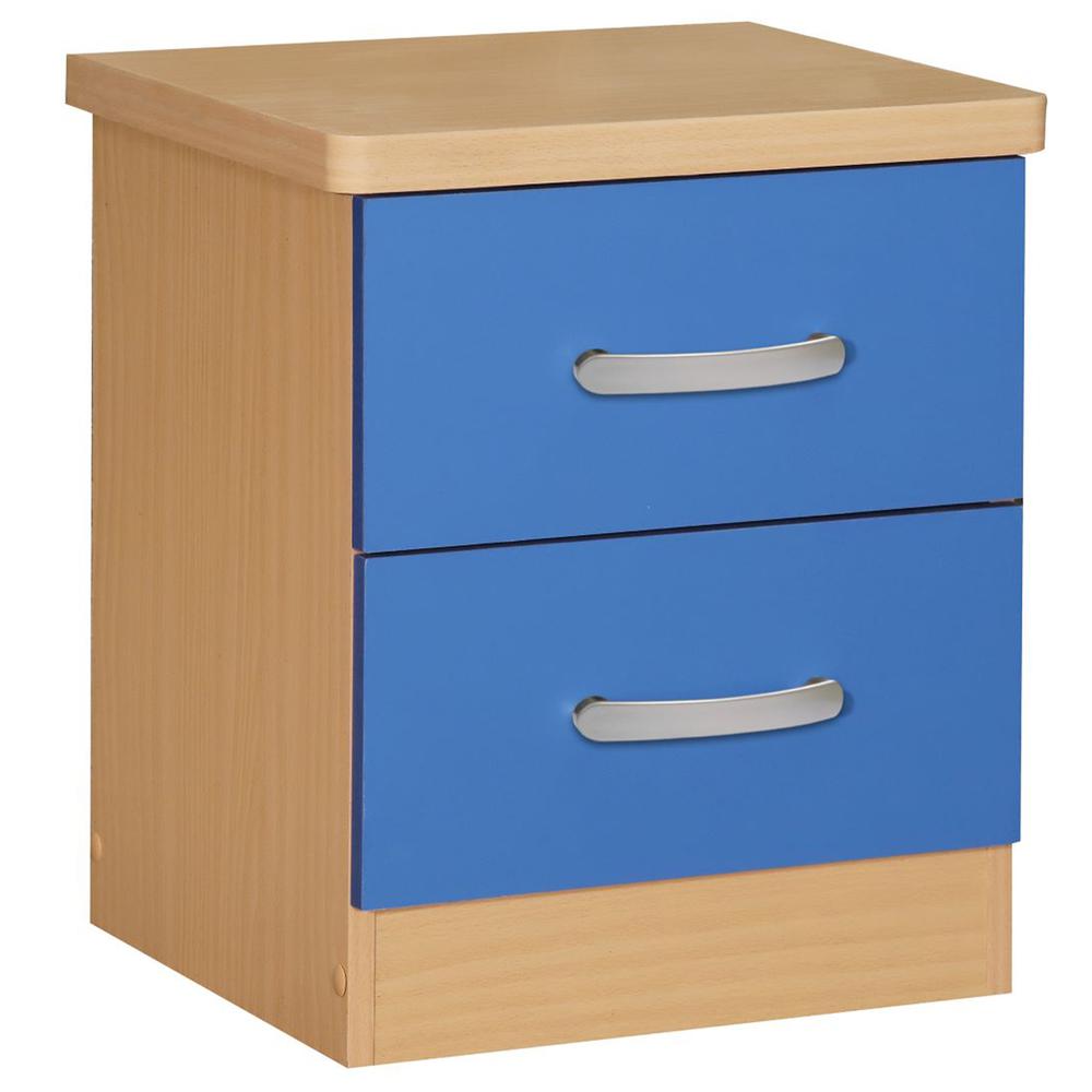 Better Home Products Cindy Faux Wood 2 Drawer Nightstand in Blue. Picture 1