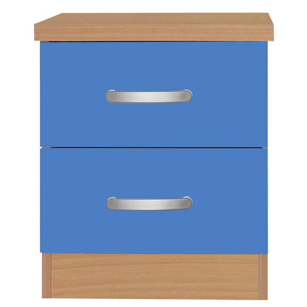 Better Home Products Cindy Faux Wood 2 Drawer Nightstand in Blue. Picture 2