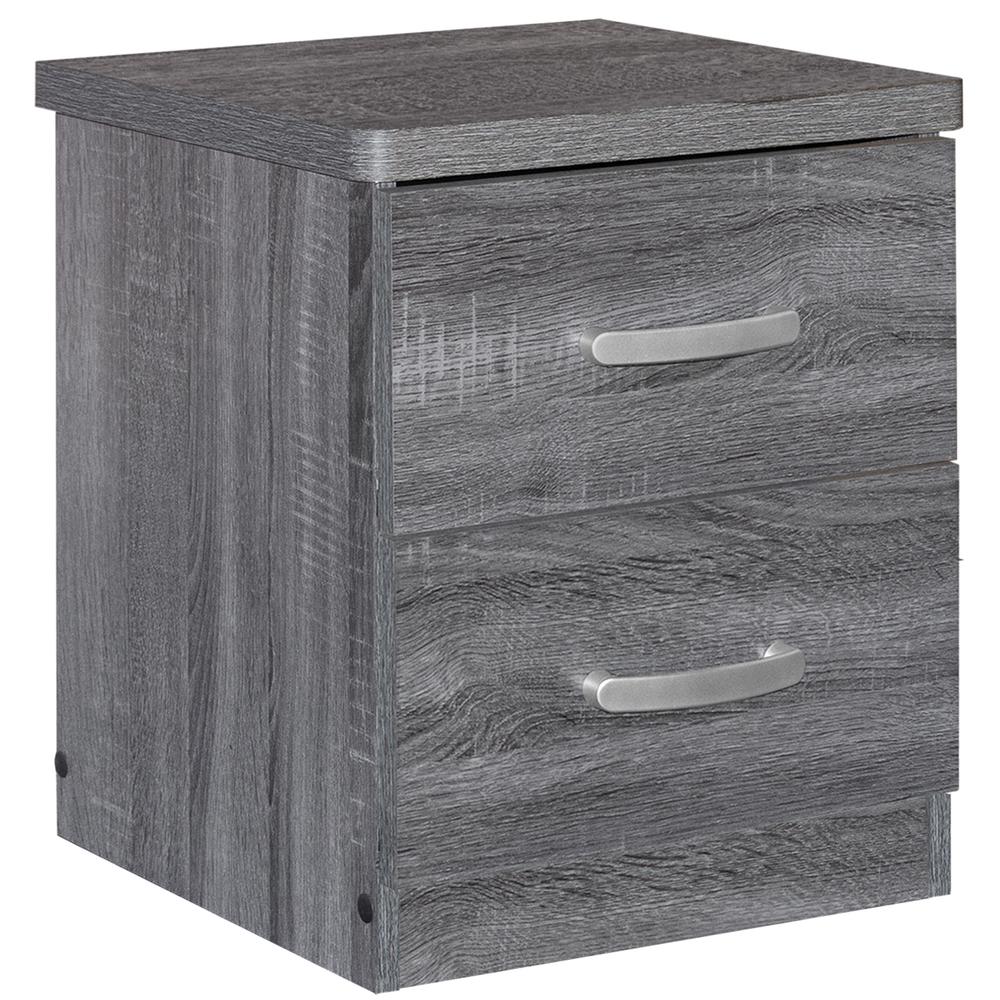 Better Home Products Cindy Faux Wood 2 Drawer Nightstand in Gray. Picture 1