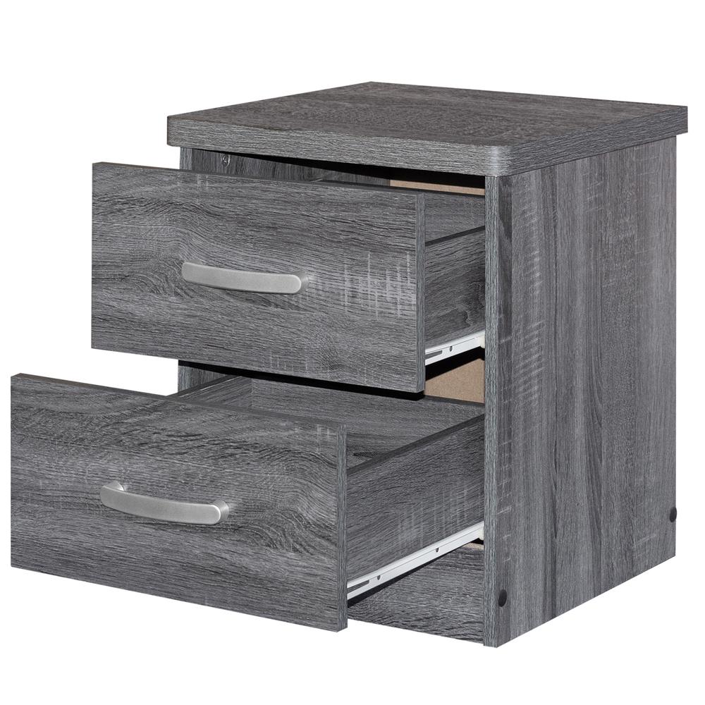 Better Home Products Cindy Faux Wood 2 Drawer Nightstand in Gray. Picture 4