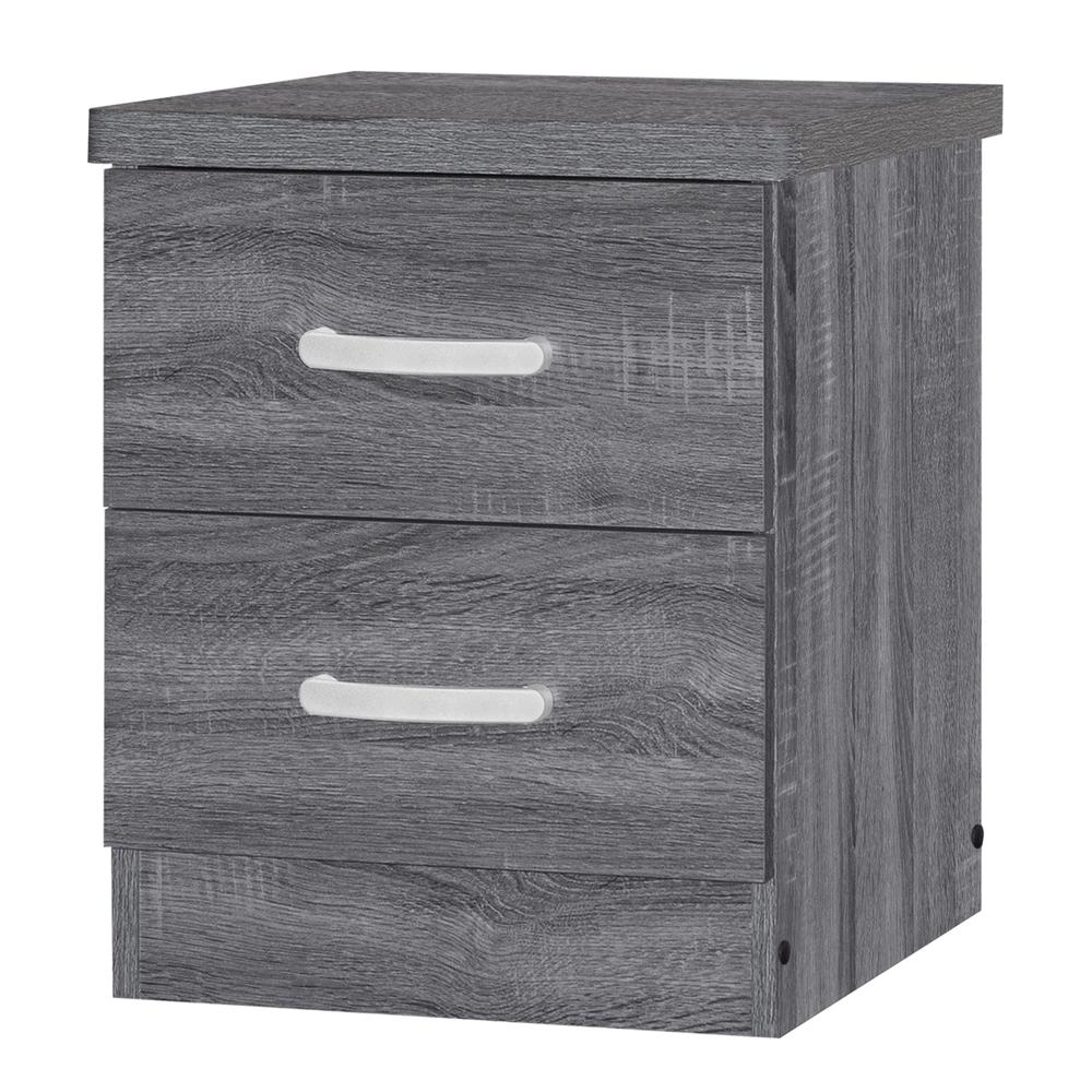 Better Home Products Cindy Faux Wood 2 Drawer Nightstand in Gray. Picture 8