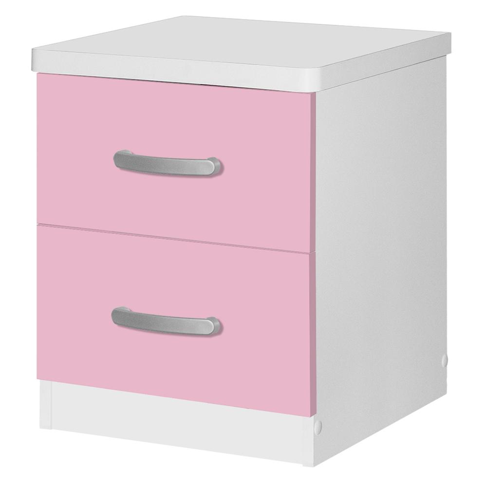 Better Home Products Cindy Faux Wood 2 Drawer Nightstand in Pink & White. Picture 6