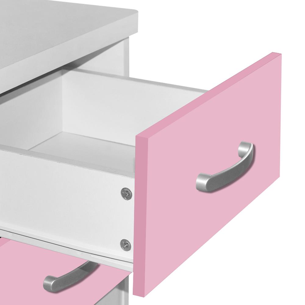 Better Home Products Cindy Faux Wood 2 Drawer Nightstand in Pink & White. Picture 10