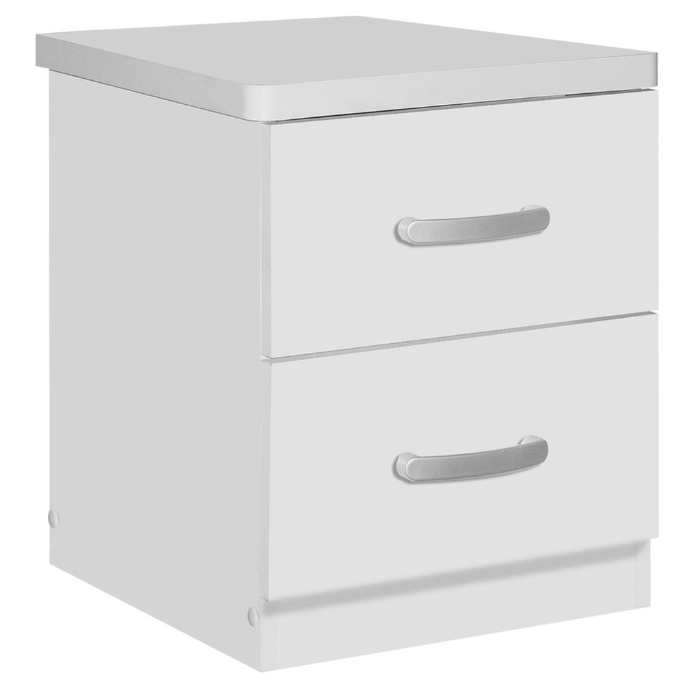 Better Home Products Cindy Faux Wood 2 Drawer Nightstand in White. Picture 1