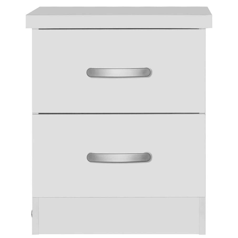 Better Home Products Cindy Faux Wood 2 Drawer Nightstand in White. Picture 2