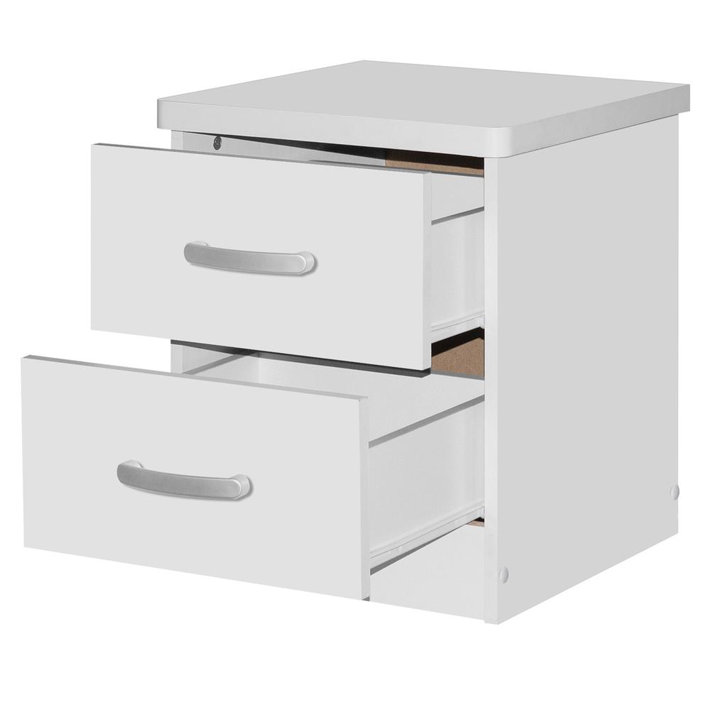 Better Home Products Cindy Faux Wood 2 Drawer Nightstand in White. Picture 5
