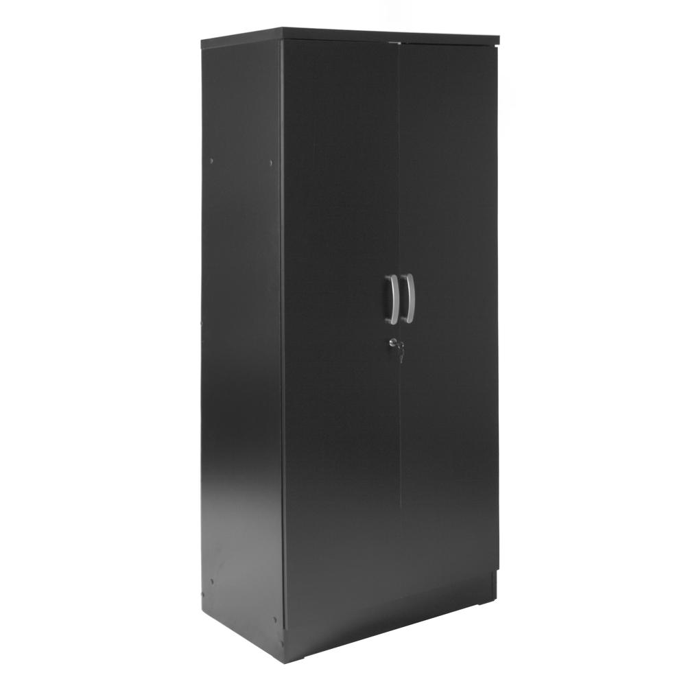Better Home Products Harmony Wood Two Door Armoire Wardrobe Cabinet in Black. Picture 2