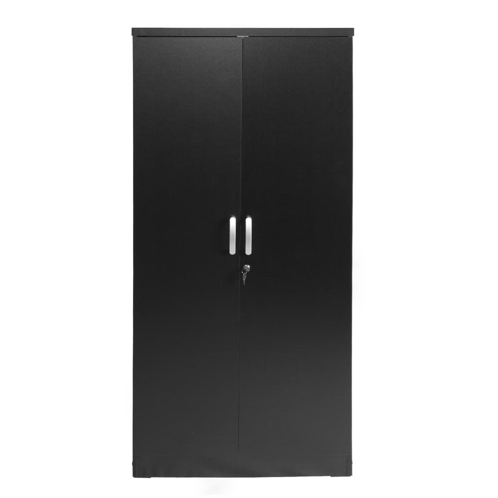Better Home Products Harmony Wood Two Door Armoire Wardrobe Cabinet in Black. Picture 3