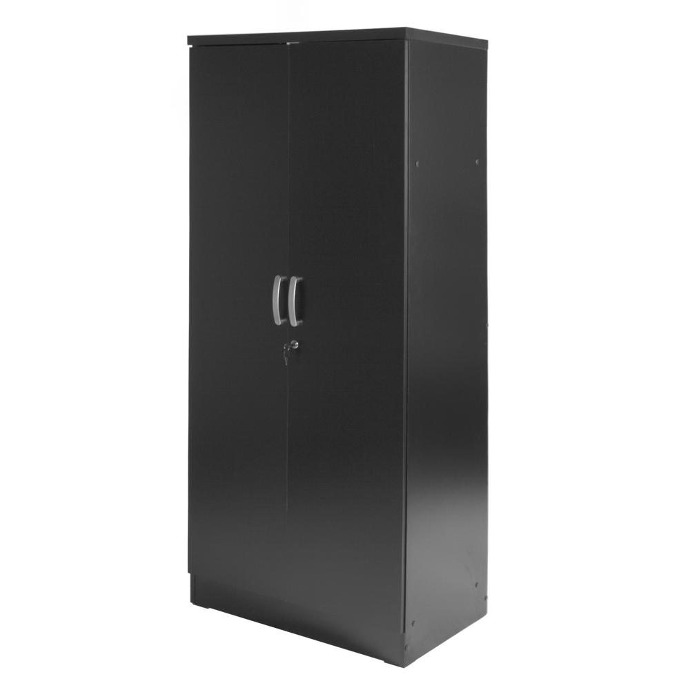 Better Home Products Harmony Wood Two Door Armoire Wardrobe Cabinet in Black. Picture 4