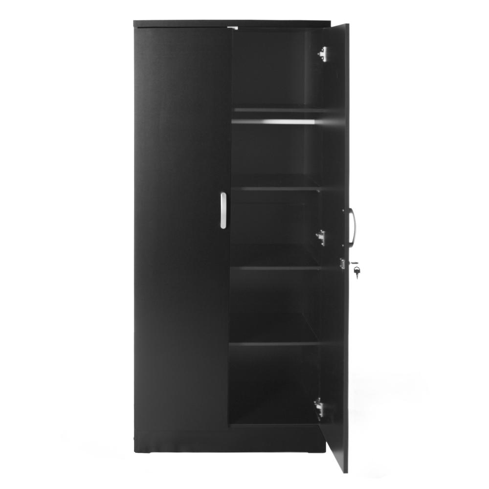Better Home Products Harmony Wood Two Door Armoire Wardrobe Cabinet in Black. Picture 5