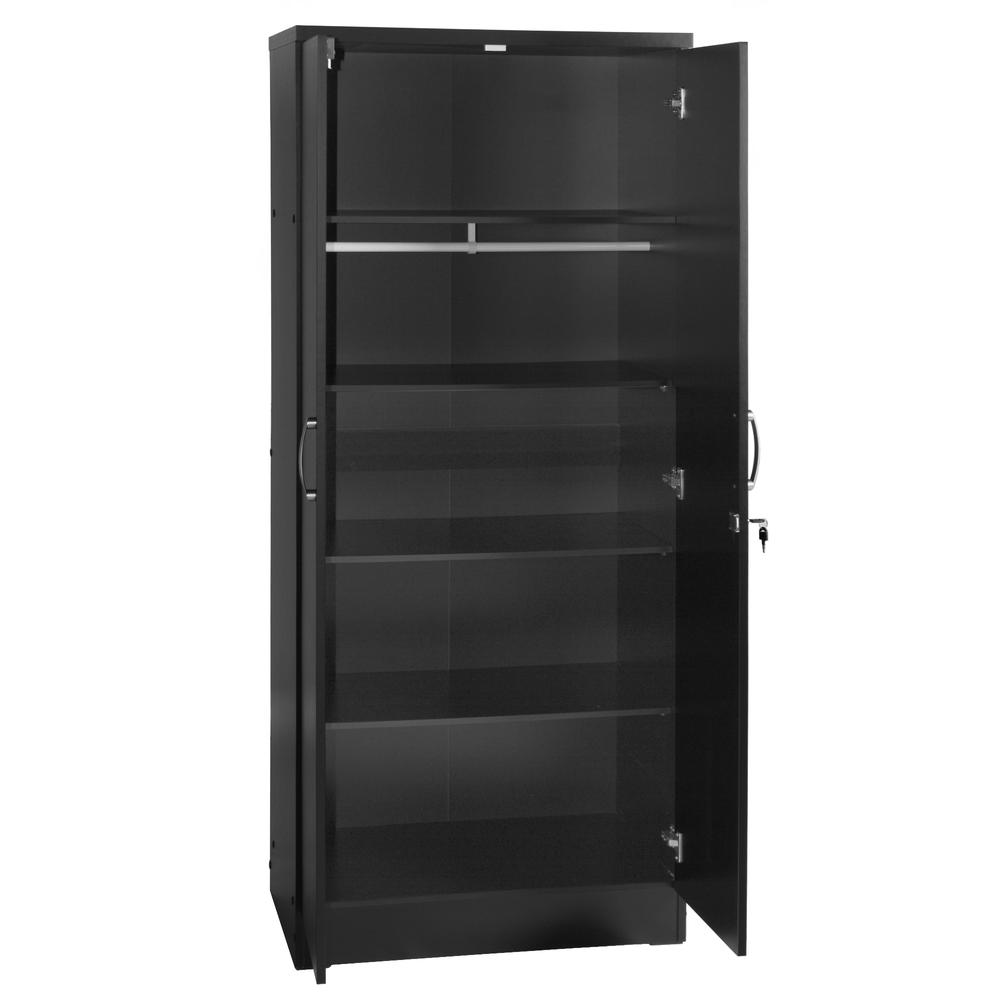 Better Home Products Harmony Wood Two Door Armoire Wardrobe Cabinet in Black. Picture 6