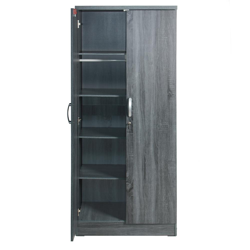 Better Home Products Harmony Wood Two Door Armoire Wardrobe Cabinet in Gray. Picture 4