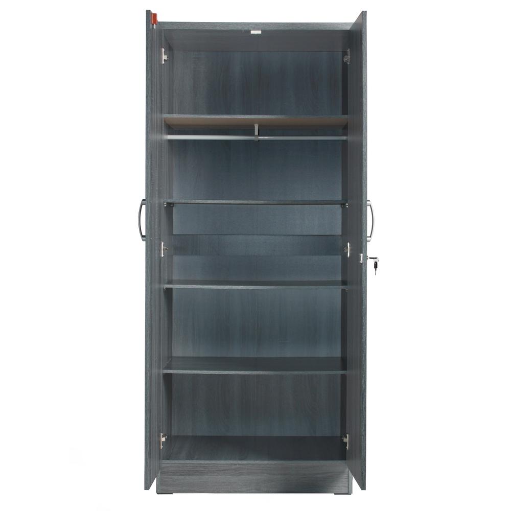 Better Home Products Harmony Wood Two Door Armoire Wardrobe Cabinet in Gray. Picture 2