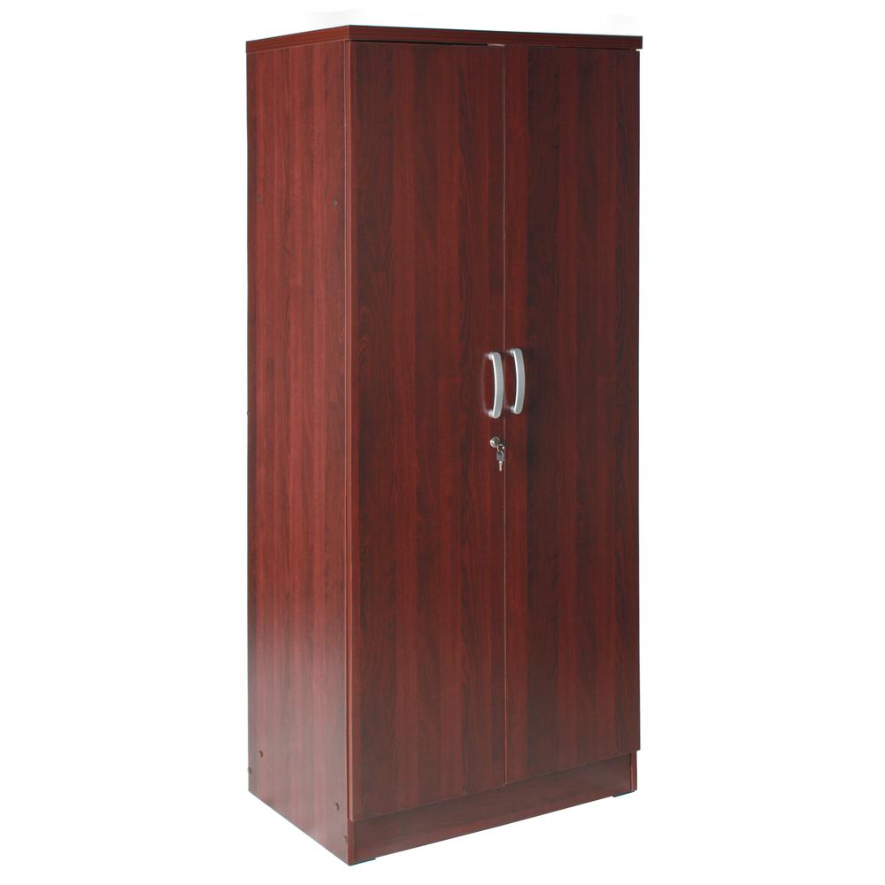 Better Home Products Harmony Wood Two Door Armoire Wardrobe Cabinet in Mahogany. Picture 3