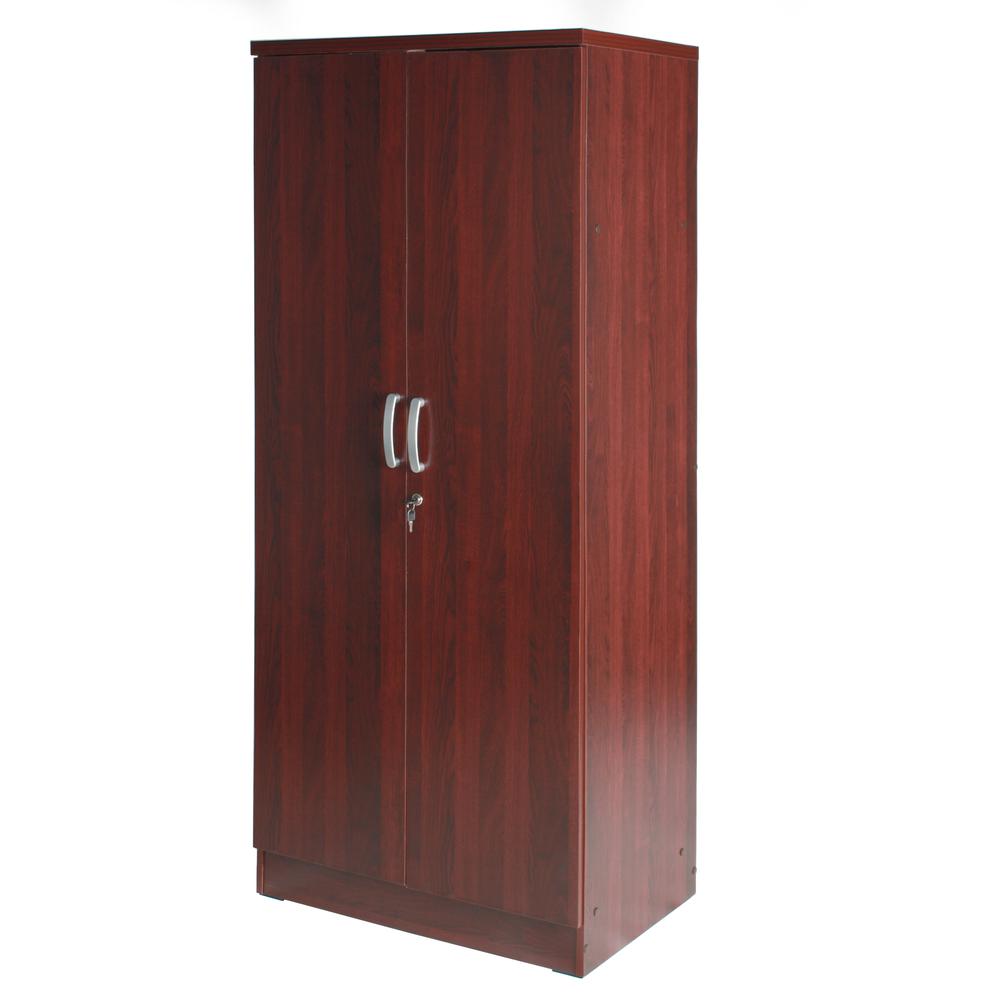Better Home Products Harmony Wood Two Door Armoire Wardrobe Cabinet in Mahogany. Picture 2
