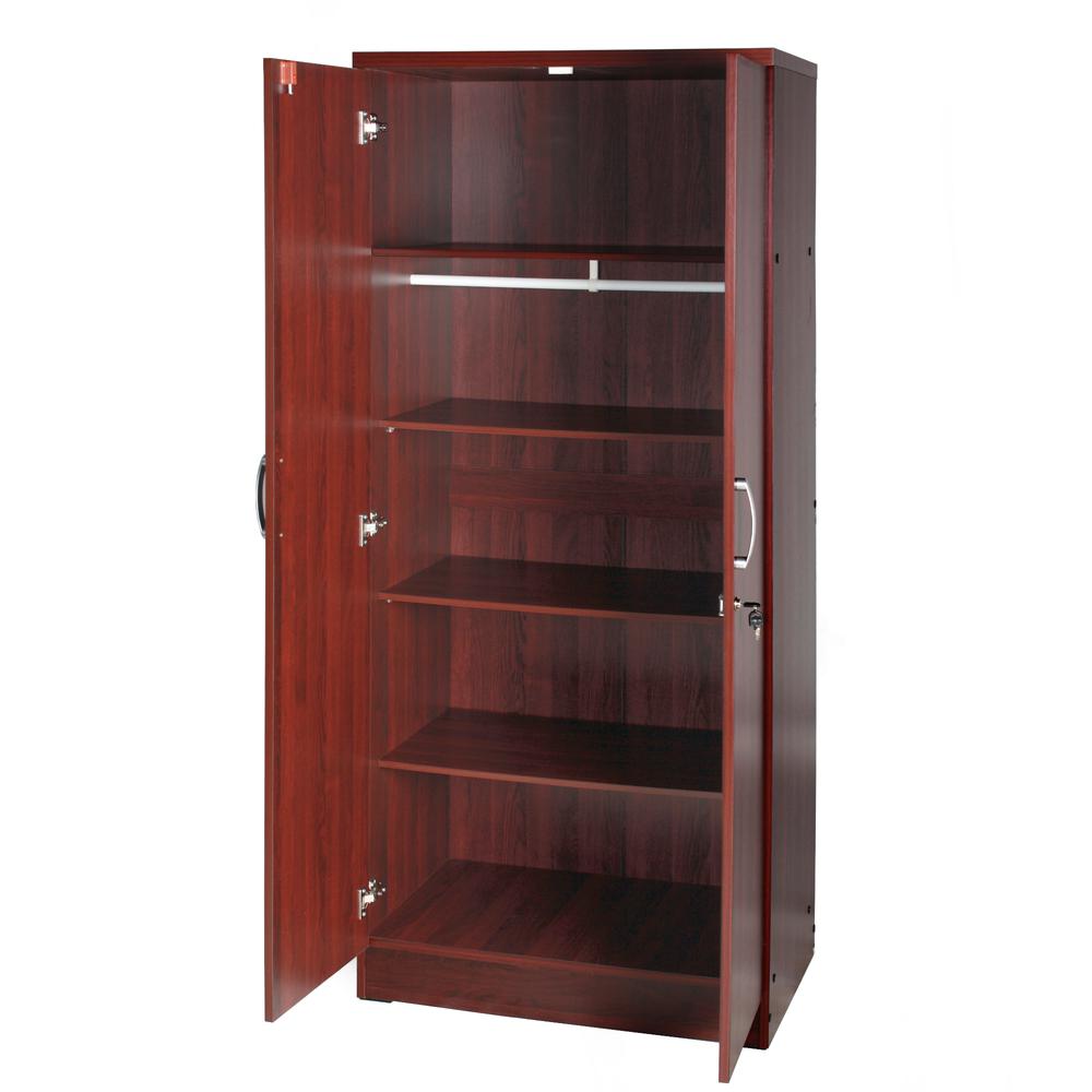 Better Home Products Harmony Wood Two Door Armoire Wardrobe Cabinet in Mahogany. Picture 5