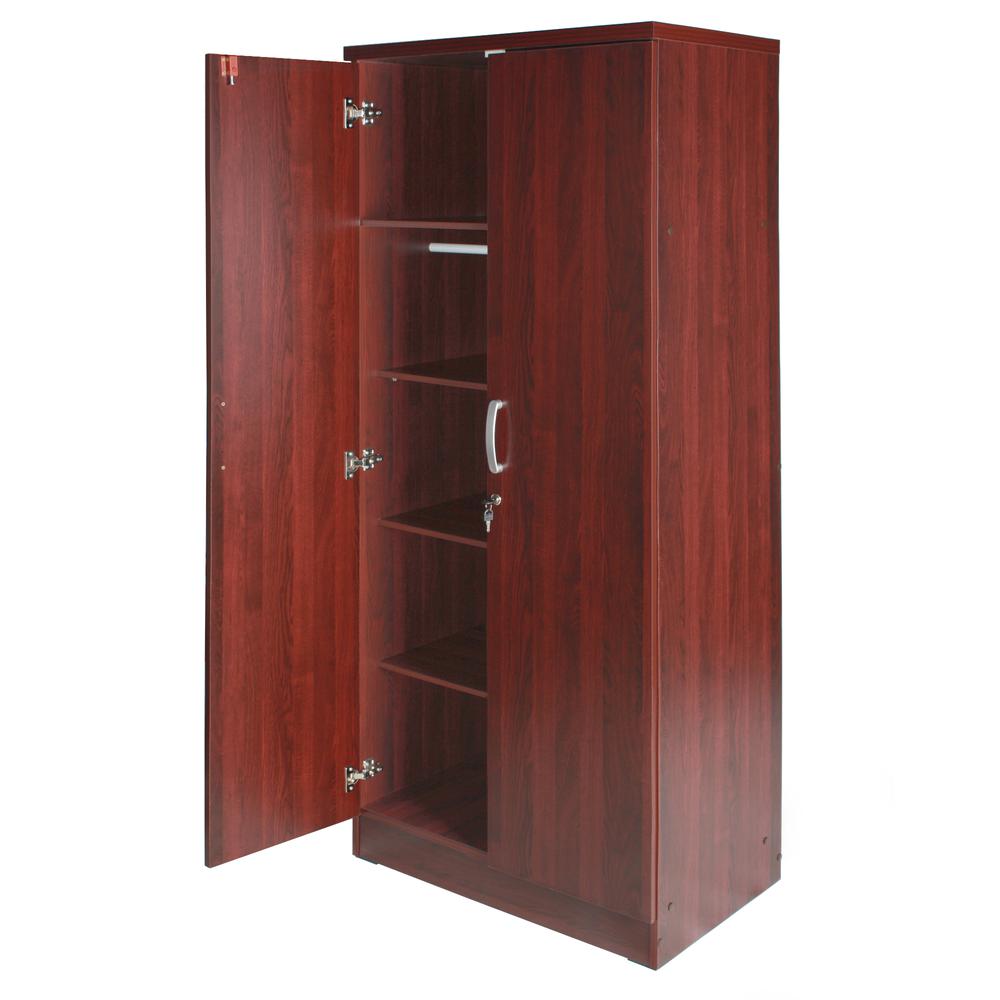 Better Home Products Harmony Wood Two Door Armoire Wardrobe Cabinet in Mahogany. Picture 6
