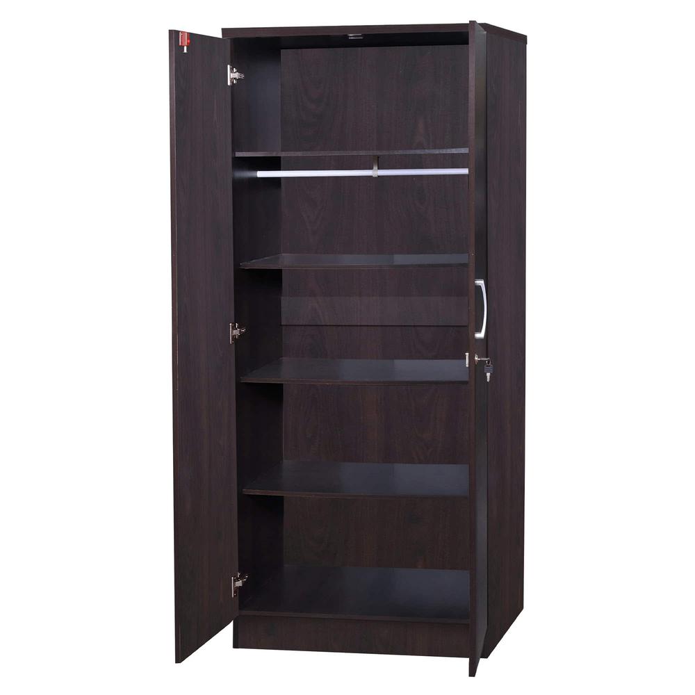 Better Home Products Harmony Two Door Armoire Wardrobe with Mirror in Tobacco. Picture 3