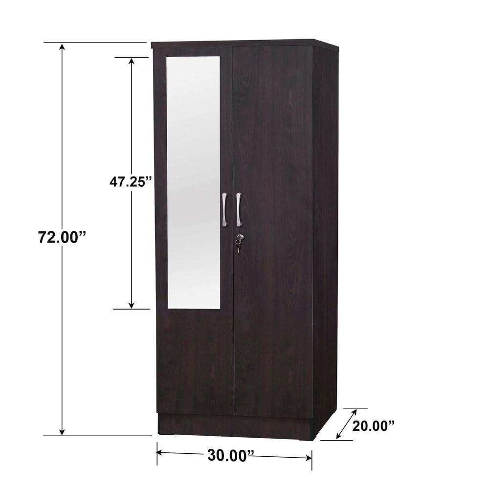 Better Home Products Harmony Two Door Armoire Wardrobe with Mirror in Tobacco. Picture 2