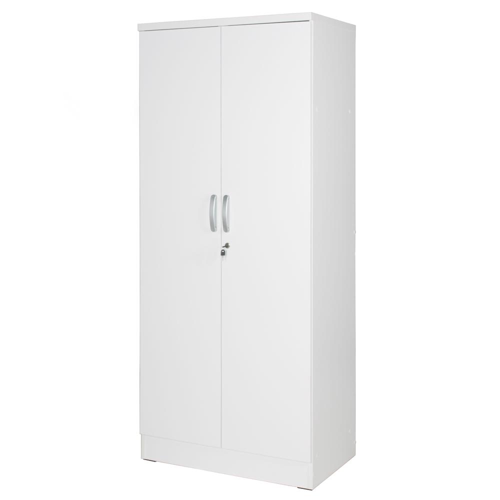 Better Home Products Harmony Wood Two Door Armoire Wardrobe Cabinet in White. Picture 3