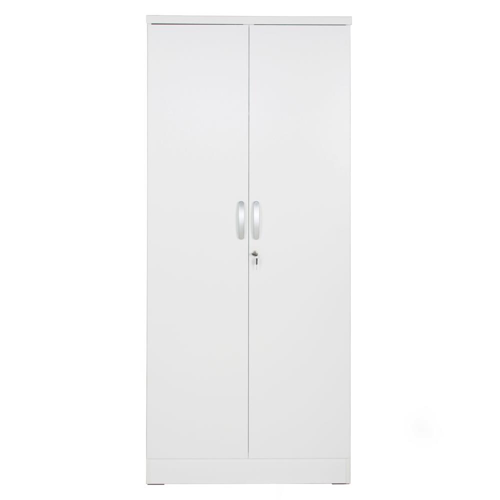 Better Home Products Harmony Wood Two Door Armoire Wardrobe Cabinet in White. Picture 1