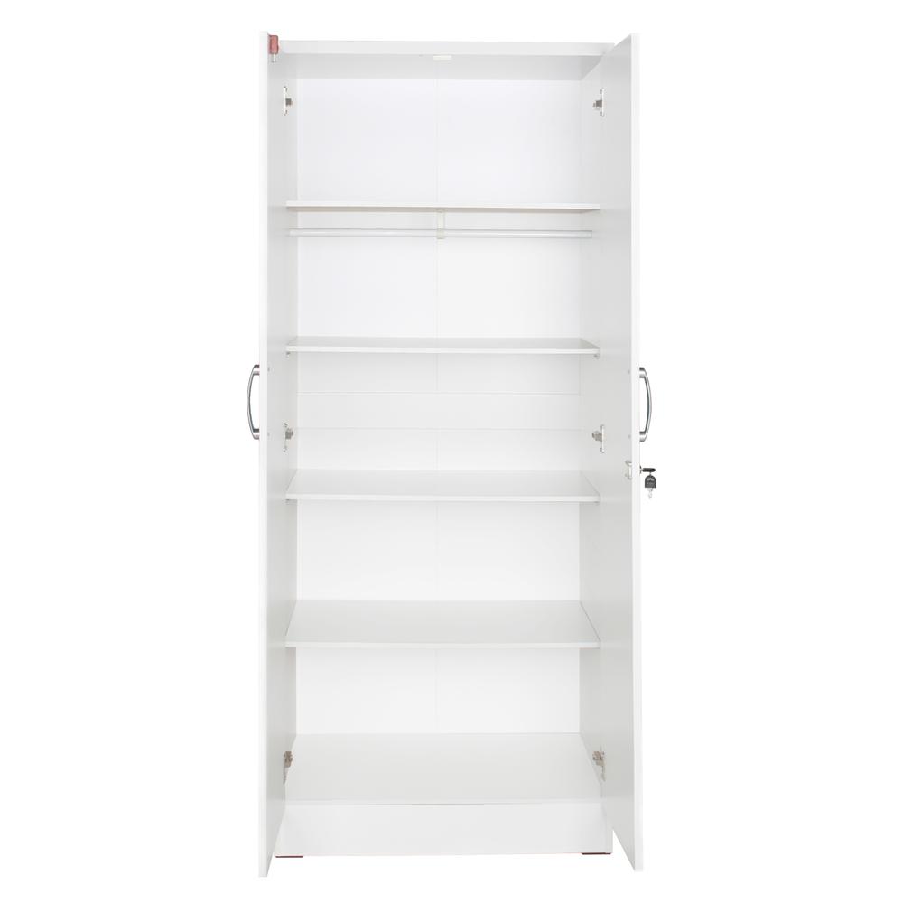 Better Home Products Harmony Wood Two Door Armoire Wardrobe Cabinet in White. Picture 4