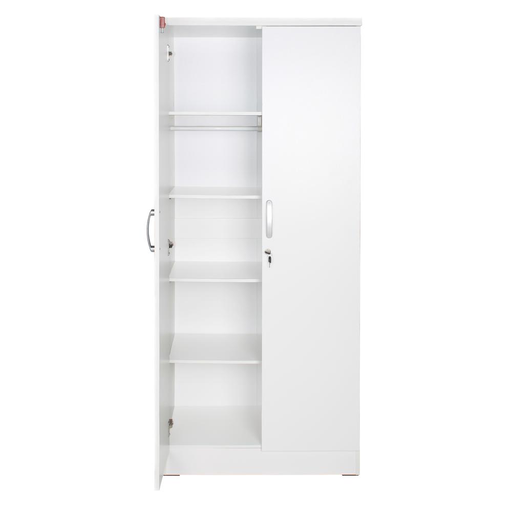 Better Home Products Harmony Wood Two Door Armoire Wardrobe Cabinet in White. Picture 5