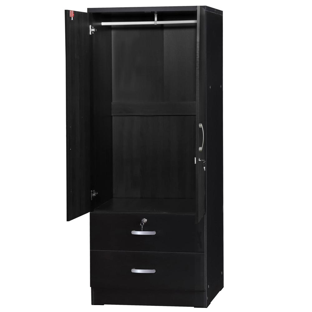 Better Home Products Grace Wood 2-Door Wardrobe Armoire with 2-Drawers in Black. Picture 3