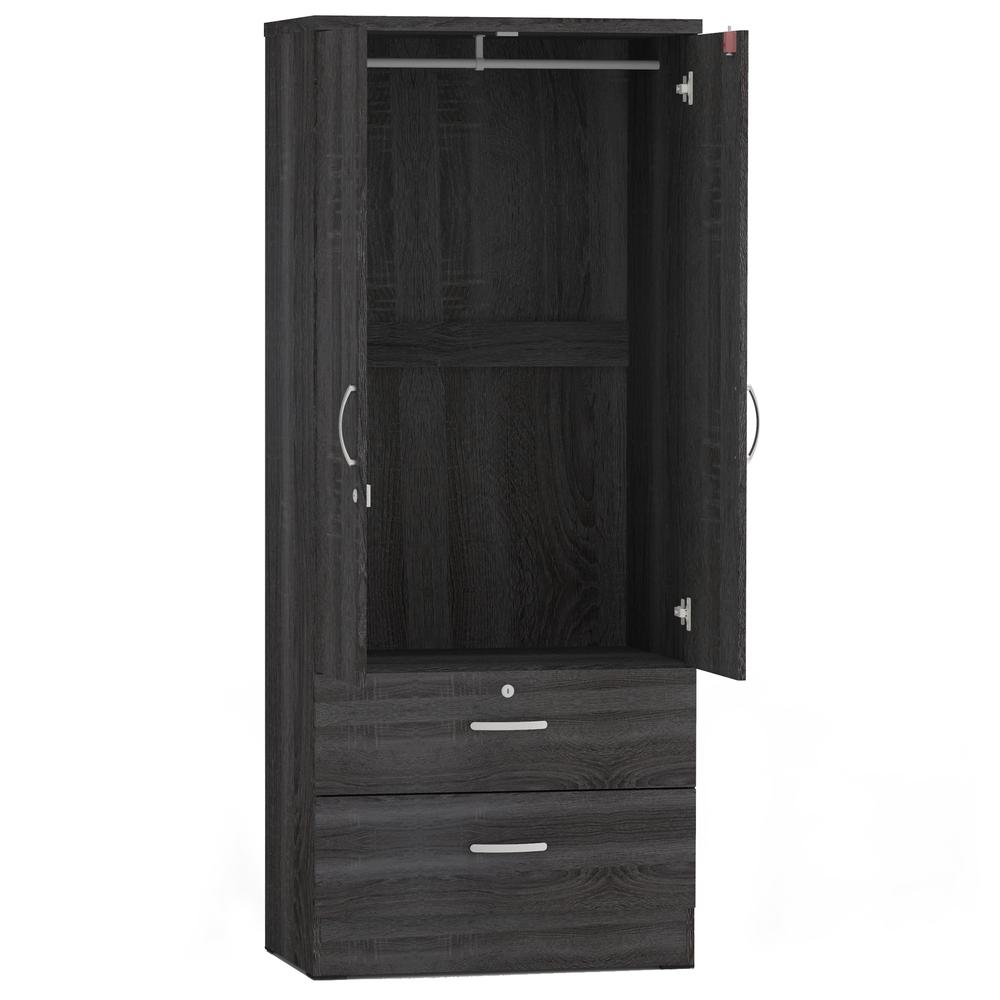 Better Home Products Grace Wood 2-Door Wardrobe Armoire with 2-Drawers in Gray. Picture 4