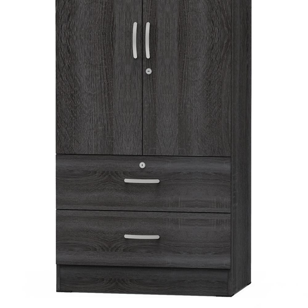 Better Home Products Grace Wood 2-Door Wardrobe Armoire with 2-Drawers in Gray. Picture 3