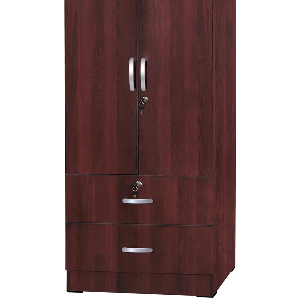 Better Home Products Grace Wood 2-Door Wardrobe Armoire with 2-Drawers Mahogany. Picture 2