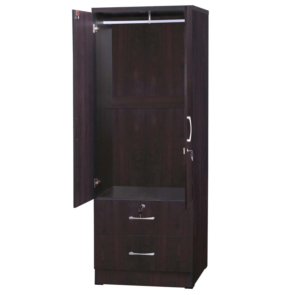 Better Home Products Grace Armoire Wardrobe with Mirror & Drawers in Tobacco. Picture 2