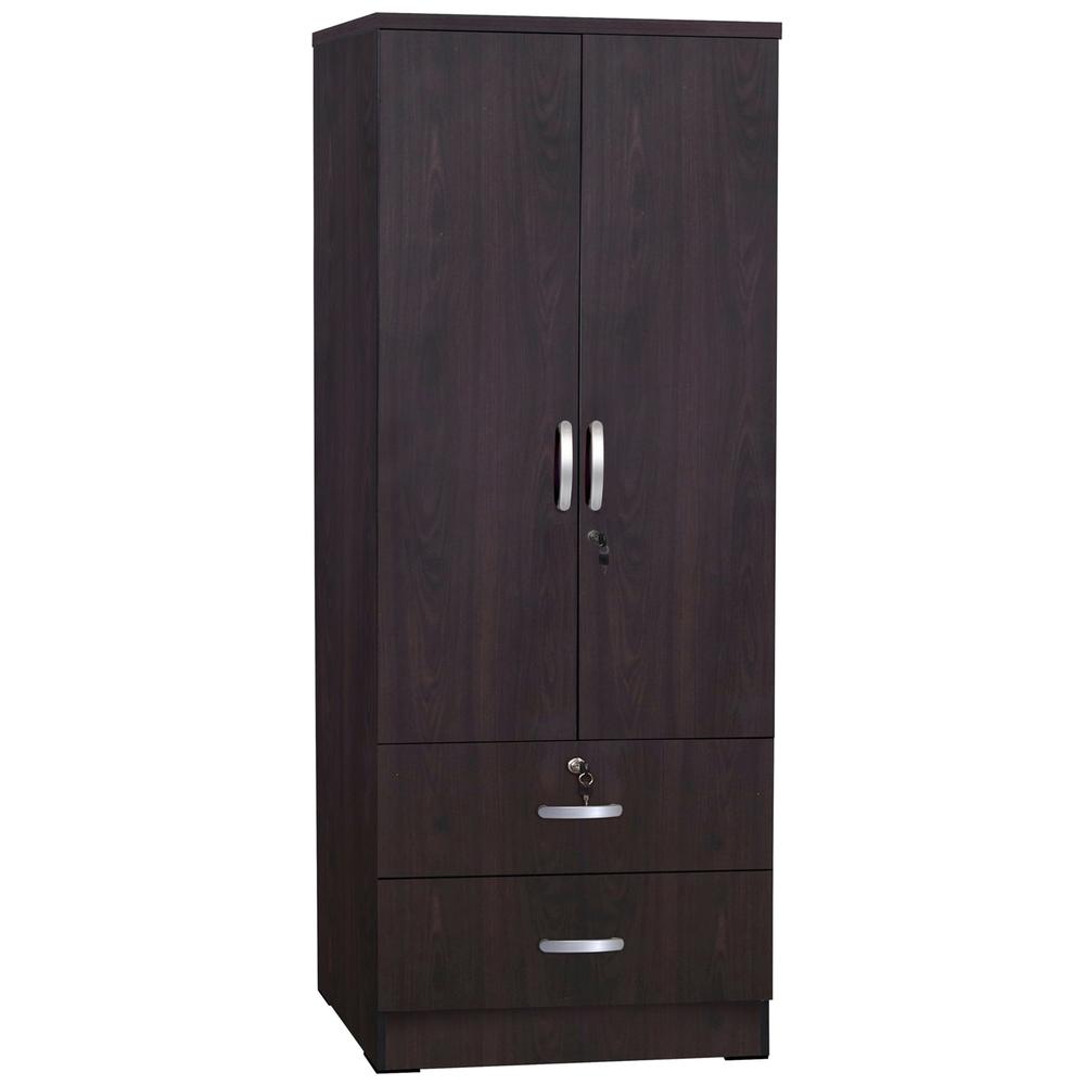 Better Home Products Grace Wood 2-Door Wardrobe Armoire with 2-Drawers Tobacco. Picture 1