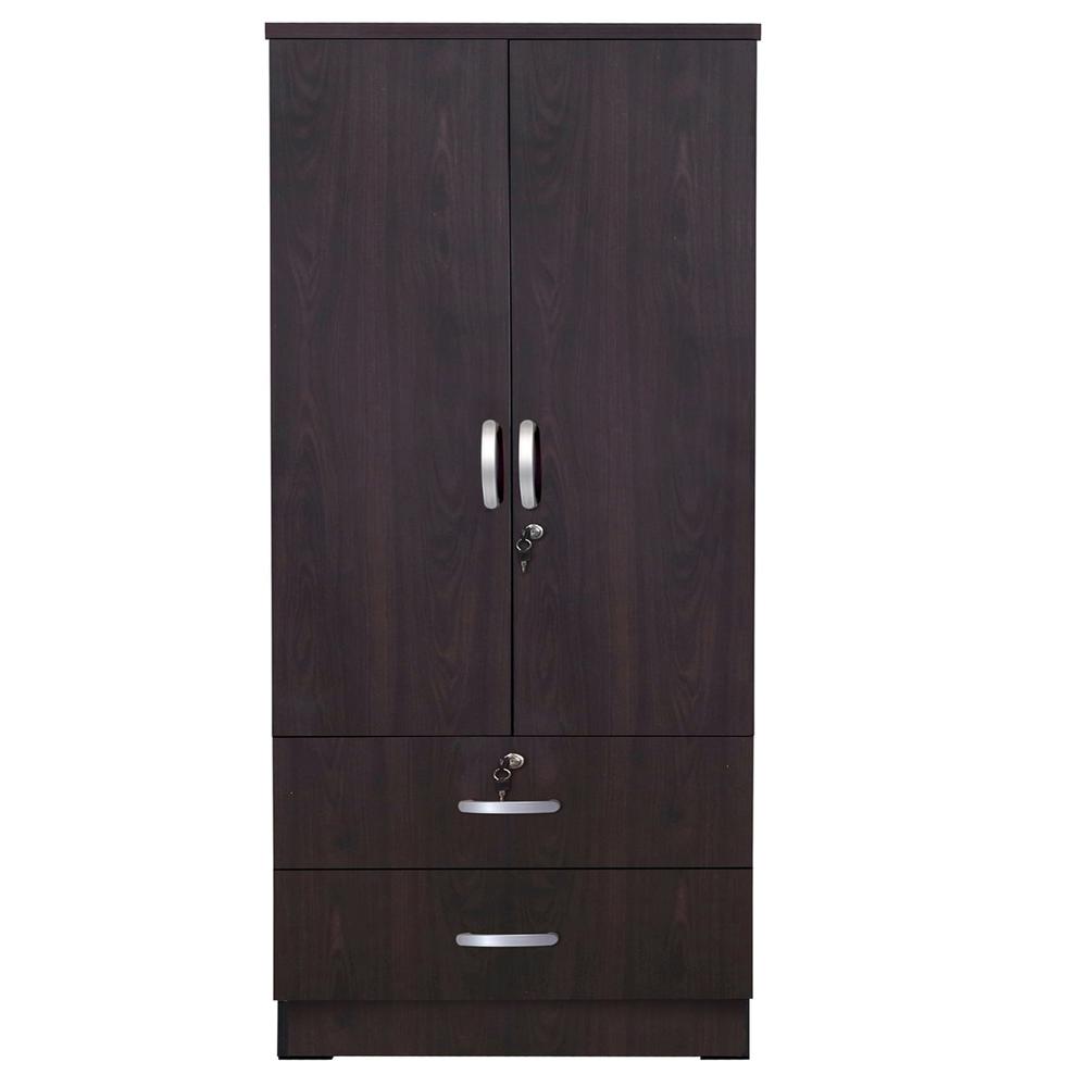 Better Home Products Grace Wood 2-Door Wardrobe Armoire with 2-Drawers Tobacco. Picture 2
