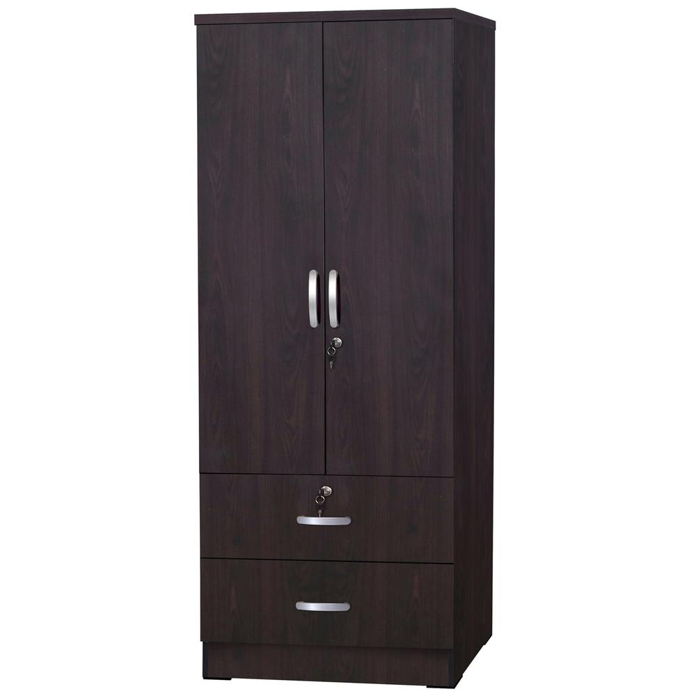 Better Home Products Grace Wood 2-Door Wardrobe Armoire with 2-Drawers Tobacco. Picture 5
