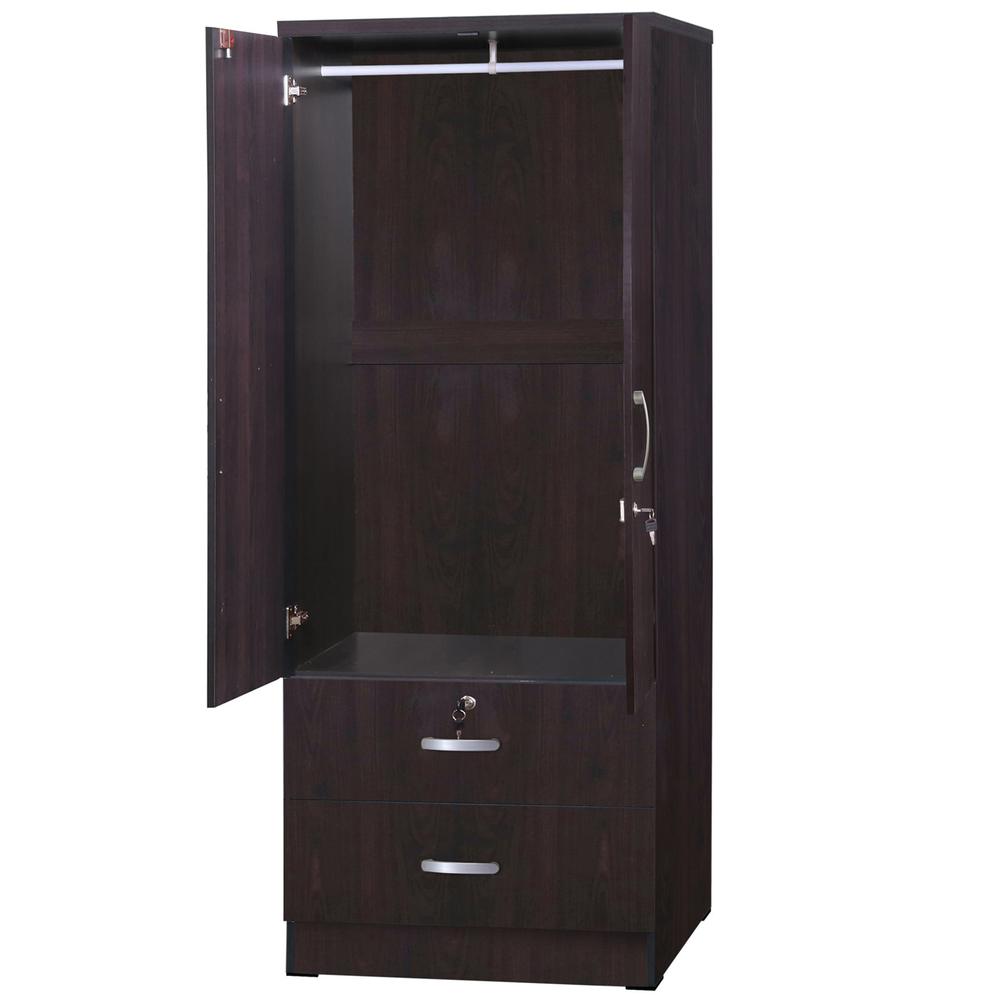 Better Home Products Grace Wood 2-Door Wardrobe Armoire with 2-Drawers Tobacco. Picture 4