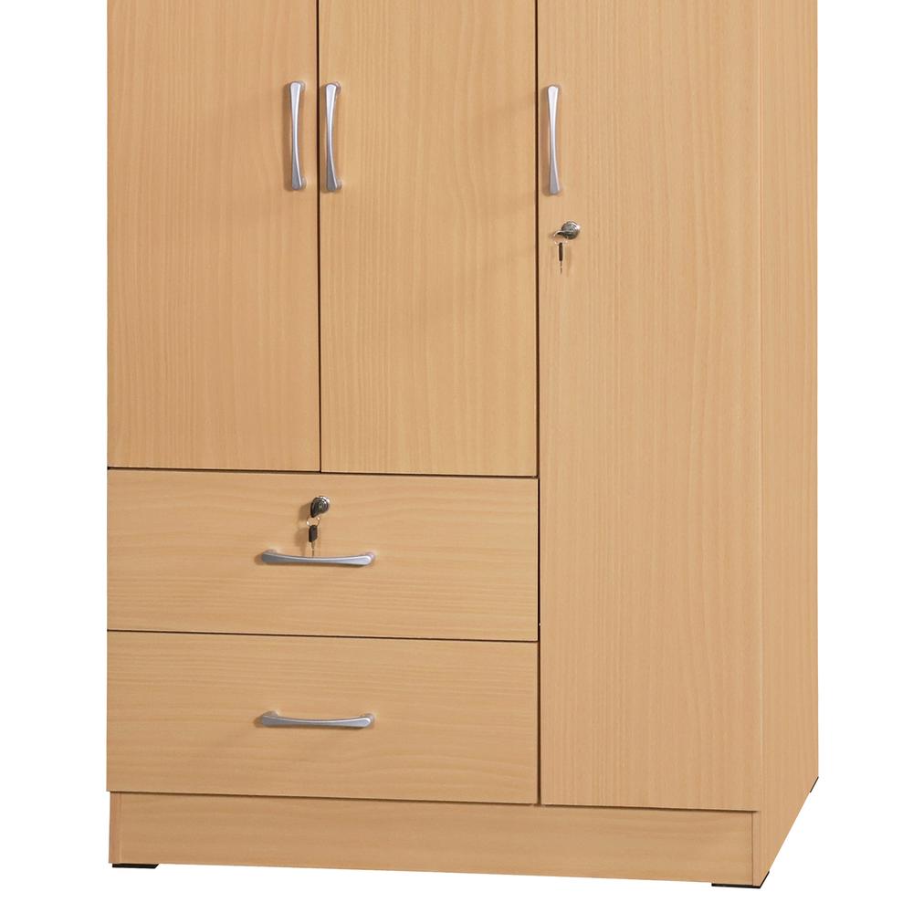 Better Home Products Symphony Wardrobe Armoire Closet with Two Drawers in Maple. Picture 2