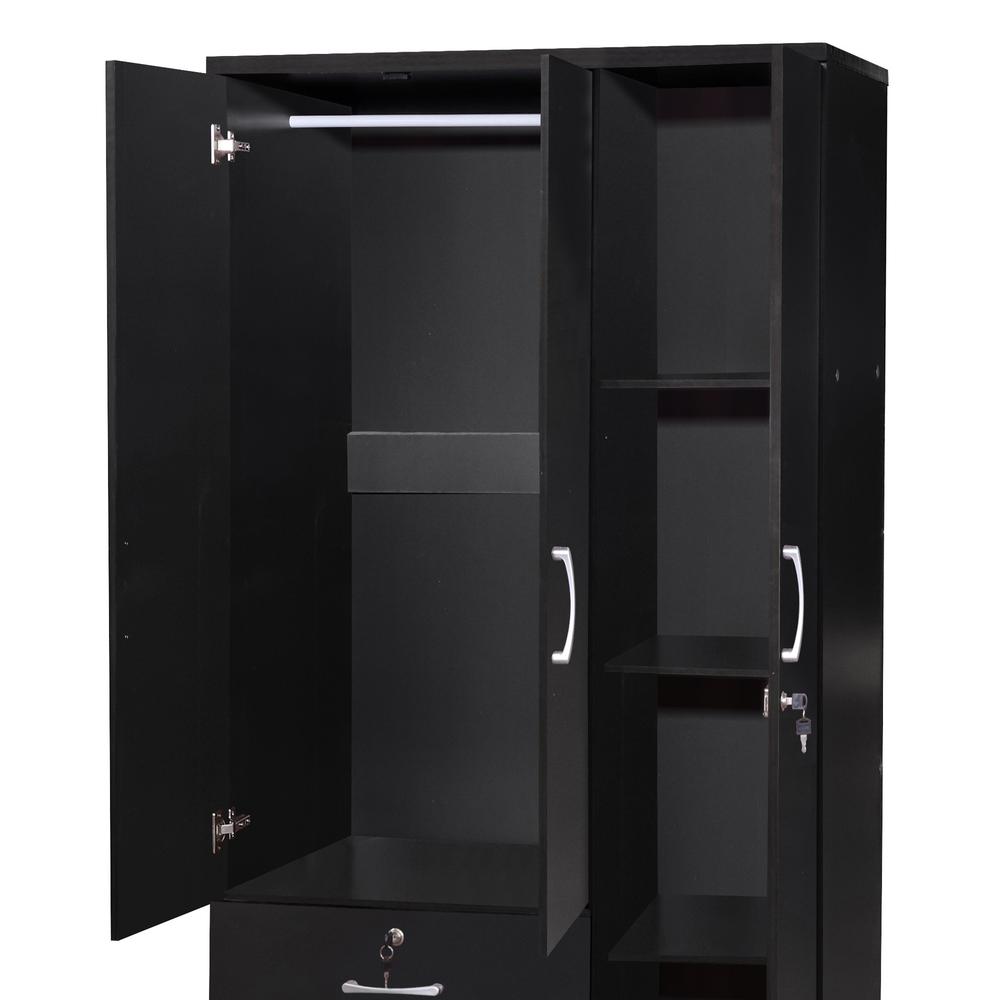 Better Home Products Symphony Wardrobe Armoire Closet with Two Drawers in Black. Picture 3