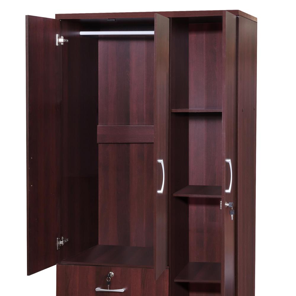 Better Home Products Symphony Wardrobe Armoire Closet with Two Drawers Mahogany. Picture 4