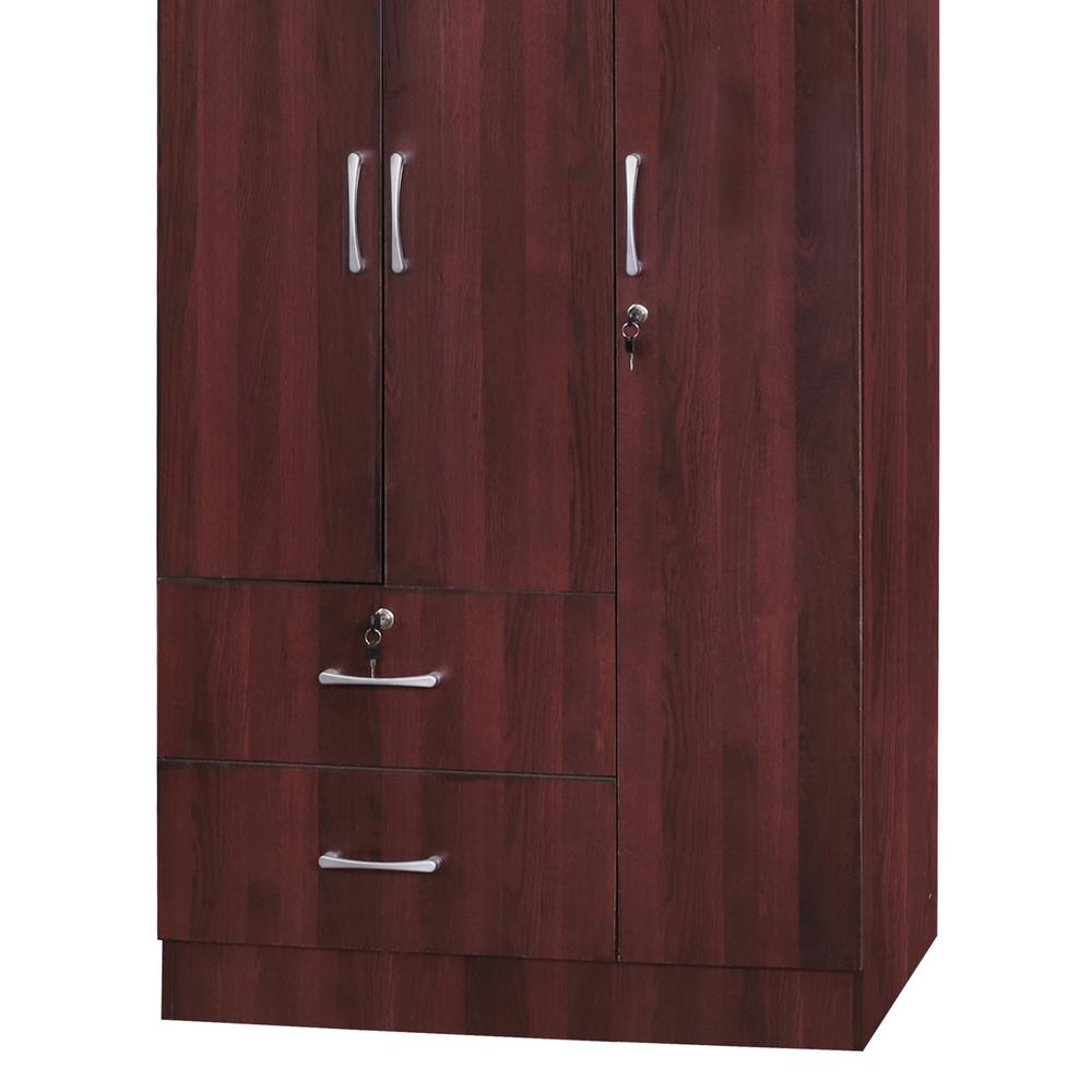 Better Home Products Symphony Wardrobe Armoire Closet with Two Drawers Mahogany. Picture 3