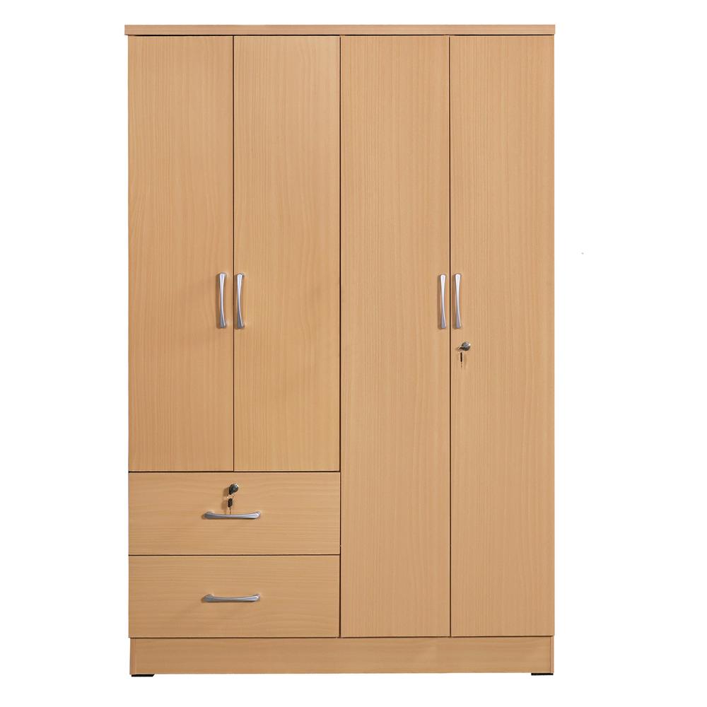 Better Home Products Luna Modern Wood 4 Doors 2 Drawers Armoire in Beech (Maple). Picture 2