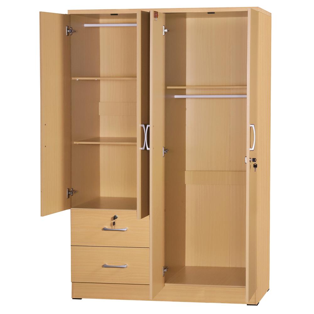Better Home Products Luna Modern Wood 4 Doors 2 Drawers Armoire in Beech (Maple). Picture 3