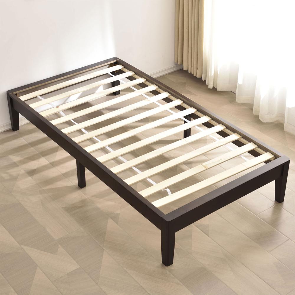 Better Home Products Stella Solid Pine Wood Twin Platform Bed Frame in Tobacco. Picture 5