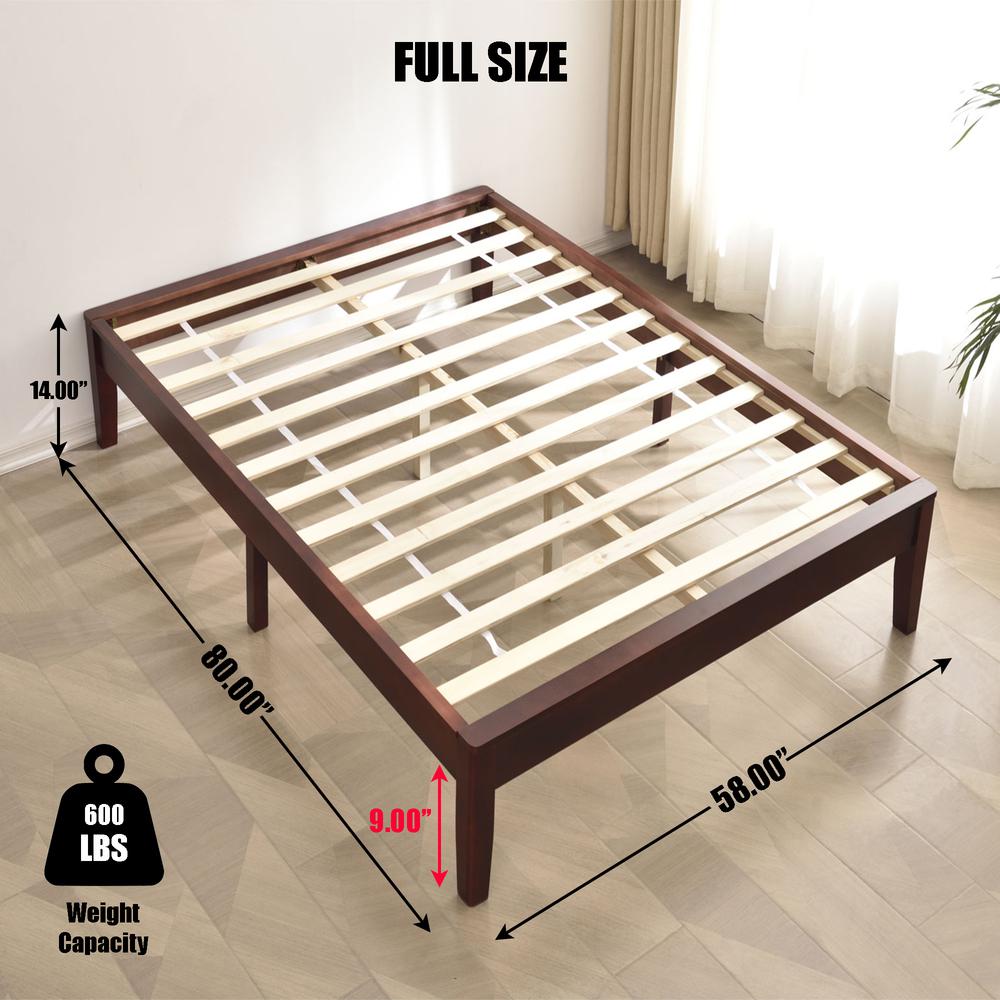 Better Home Products Stella Solid Pine Wood Full Platform Bed Frame in Mahogany. Picture 2