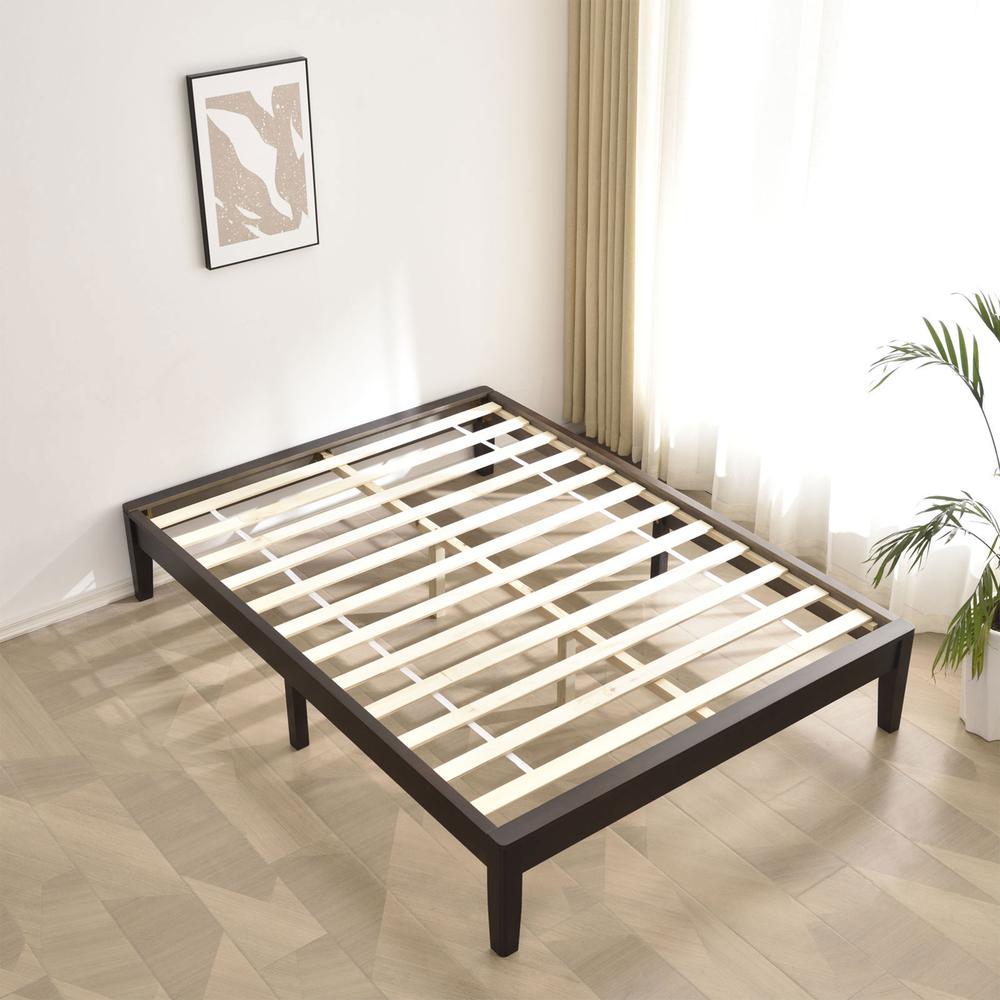 Better Home Products Stella Solid Pine Wood Full Platform Bed Frame in Tobacco. Picture 7